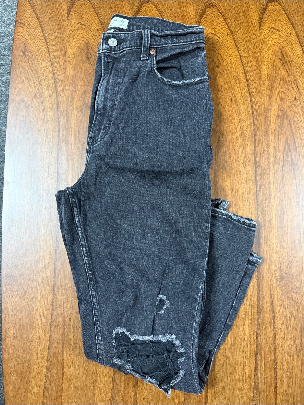 Abercrombie and Fitch Curve Love Black Distressed High-Rise Jeans